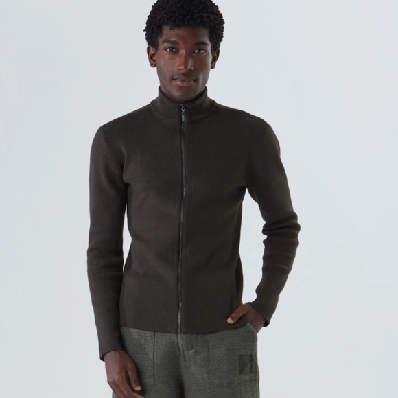 Osklen Men’s Olive Green Knit Sweater With Full Zipper Size Small New With Tags! - Picture 1 of 12